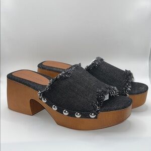 Rock & Candy Black Denim Studded Mules